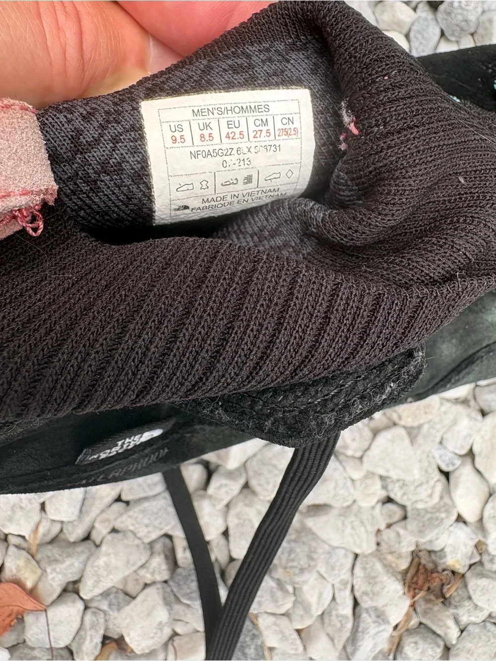 The North Face Black Waterproof Suede Hiking Sneakers with Coral Accents